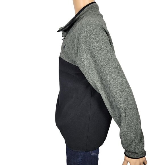 Spyder Men's Black and Grey Color Block Quarter Button Pullover Sweater Size M - Picture 7 of 12